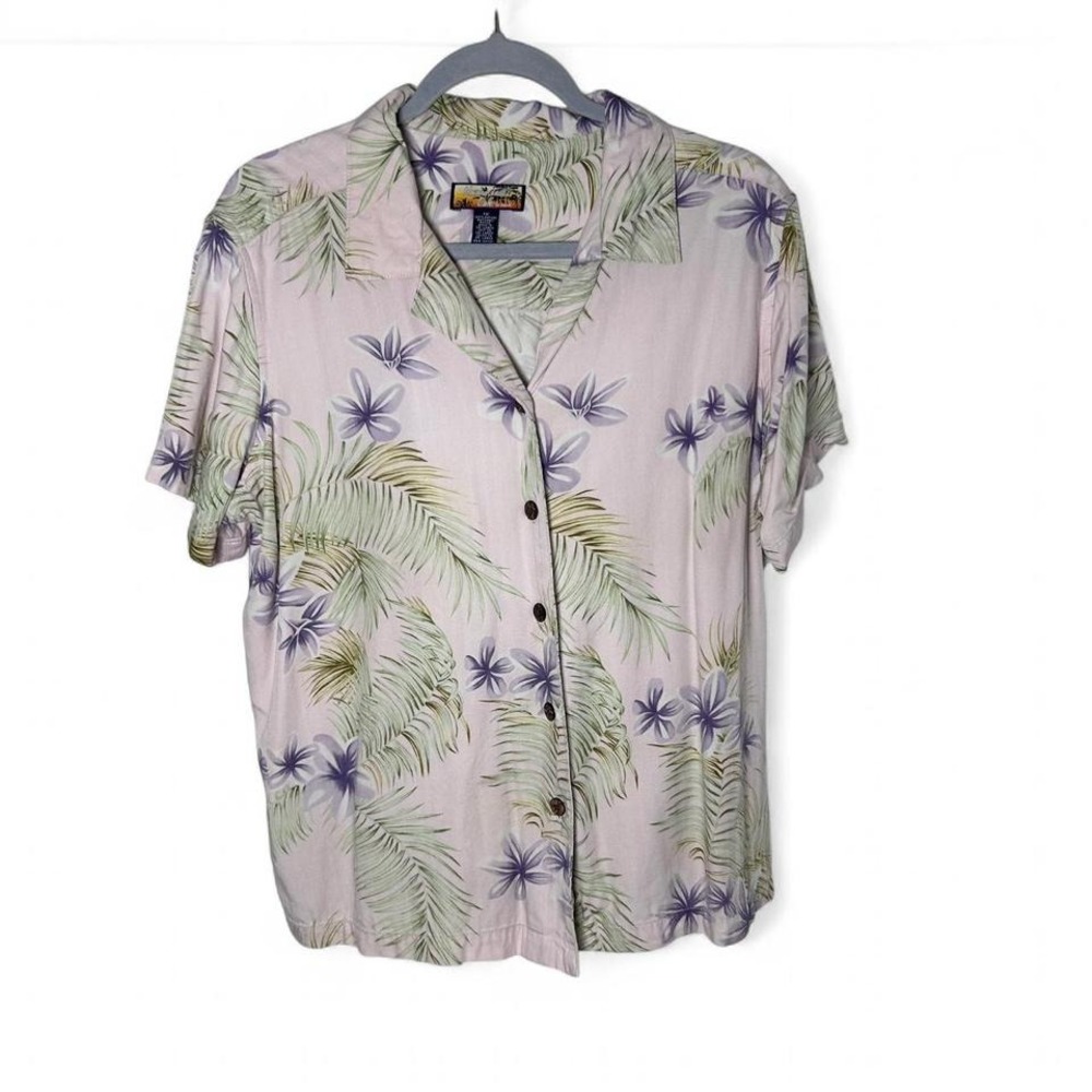 Havana Jacks Cafe pink‎ floral button up shirt Size XL #floral #summer